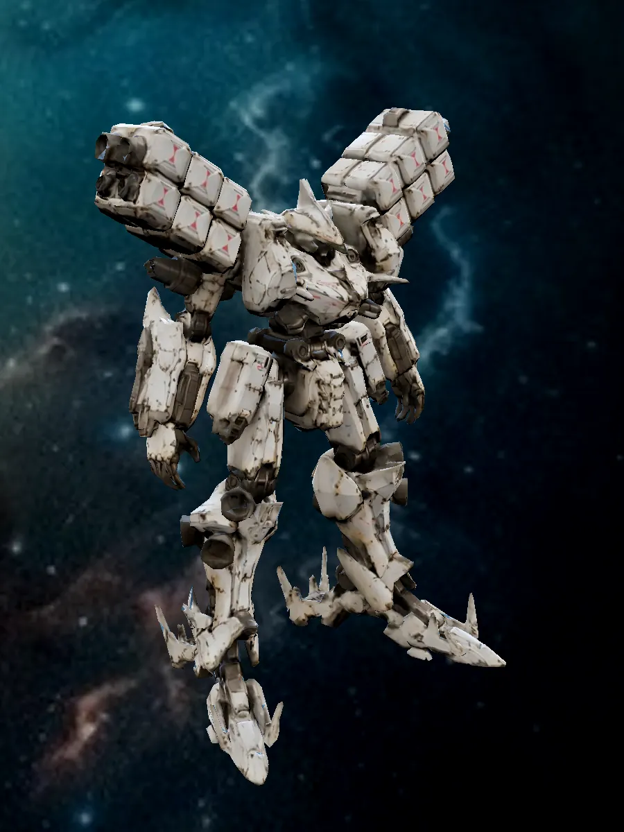Missile-pack frame mech, in-game model